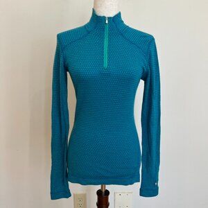 Smartwool Sweater Womens Medium Blue Merino Thermal Baselayer 1/4 Zip Hiking